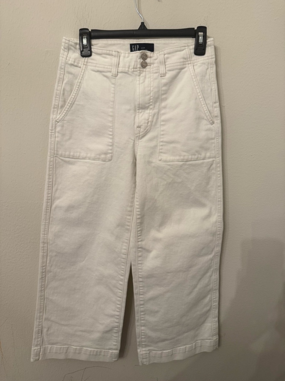 GAP white High-Rise Wide-Leg Crop Jeans